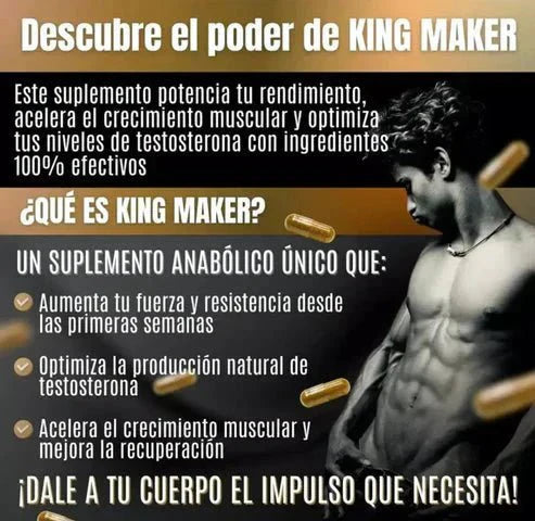 King Maker - Suplemento con Tongkat Ali, Turkesterona, Ecdisterona, Fadogia Agrestis, betarraga roja, maca negra y zinc (13 en 1) - IMPERIUM