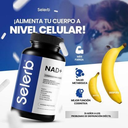 Selerb NAD+ 60 cápsulas | Recupera tu potencia y energía en la cama, en 2 semanas. Contiene: NAD+, RESVERATROL, COQ10, L - ARGININA, L - CITRULINA, SAW PALMETTO. - IMPERIUM